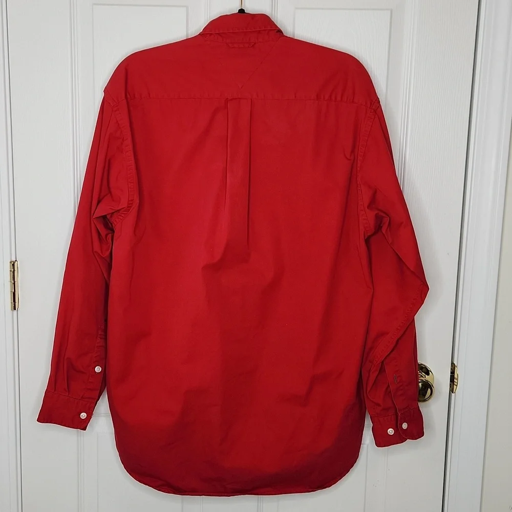 Vintage Men's Tommy Hilfiger red cotton button down shirt 100% cotton small